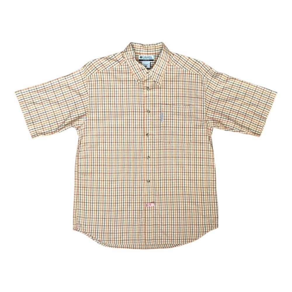 Columbia outdoors Men’s shirt medium button-down short sleeve blue red orange